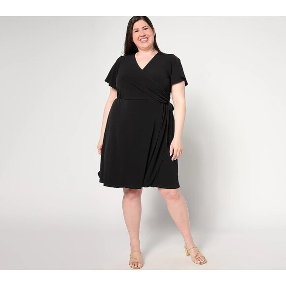 Susan Graver Regular Liquid Knit Faux Wrap Dress Size Large Party Chic Going Out - Picture 1 of 6